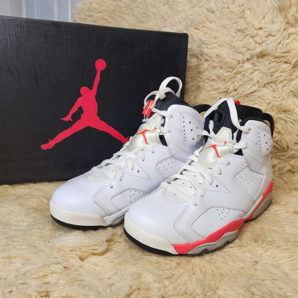 Jordan Kids White and Red High-Top Sneakers